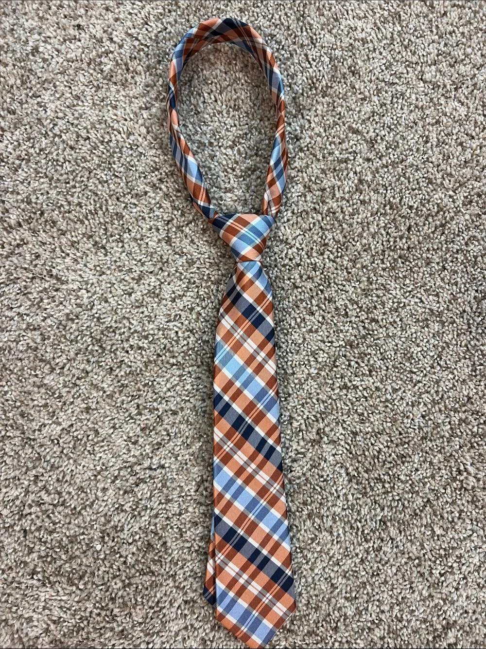 Plaid Orange & Blue Boys Tie